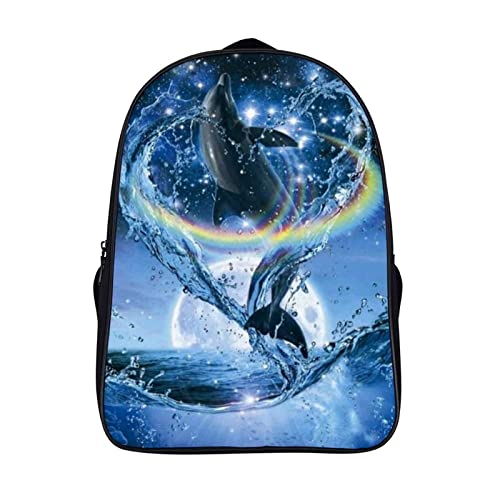 Sac d'école unisexe Dolphin avec motif imprimé cool et décontracté pour ados
