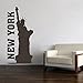 New York City Skyline Freiheitsstatue Wandtattoo Wandaufkleber Wandsticker Wohnzimmer Kinderzimmer Aufkleber Sticker (60 x 28 cm, Schwarz)