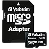 Verbatim Premium Micro SDXC Speicherkarte mit Adapter, 64 GB, Datenspeicher für Foto- und Video-Aufnahmen, Micro SD Karte in schwarz, ideal für Handy, Kamera oder Tablet