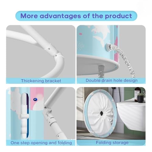 Image of Adult Folding Bathtub Portable Soaking Tub, Collapsible Family SPA Barrel, Maintaining Hot & Cold Temperature With Drainage Hole & Thicken Layer for Home Hot Water & Ice Bath (Ocian Bath)