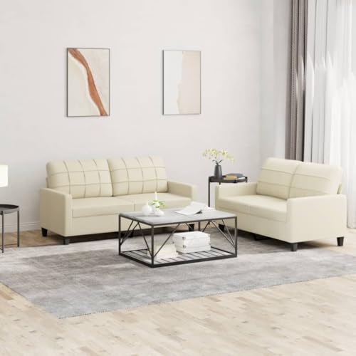 qohoio 2-TLG. Sofagarnitur mit Kissen Sofa Wohnzimmer Sitzgruppe Wohnzimmer Sofa Set Sofas FüR Wohnzimmer Creme Kunstlederer - 3201359 qohoio 2-TLG. Sofagarnitur mit Kissen Sofa Wohnzimmer Sitzgruppe Wohnzimmer Sofa Set Sofas FüR Wohnzimmer Creme Kunstlederer - 3201359