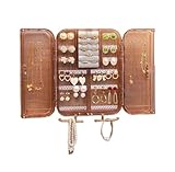 Wall Mounted Jewelry Organizer Cabinet- No Punching Foldable 4- Compartment Jewelry Hanging Organizer for Necklaces, Rings, Bracelets | Jewelry Earring Holder Storage Box for Women & Girls (Rose Gold)