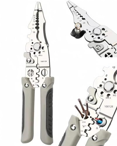 Image of GADO Multifunctional 8-inch Wire Stripper, Twister, Crimper, and Cutter - Electrician Hand Tool (1 Pcs)