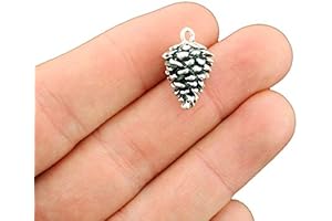 Antique Silver-Tone 3D Pinecone Charms 10-Piece Bulk Pack