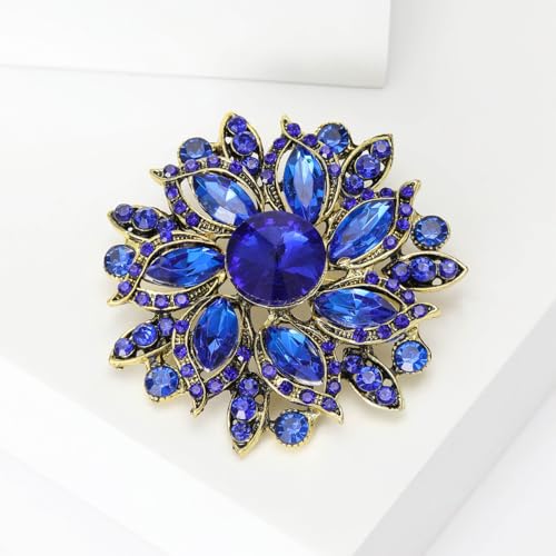 Image of Rhinestone Flower Brooch for Women Vintage Crystal Flower Brooch Pin Elegant Clothing Hat Bag Accessories Christmas Birthday Party Wedding Costume Jewelry