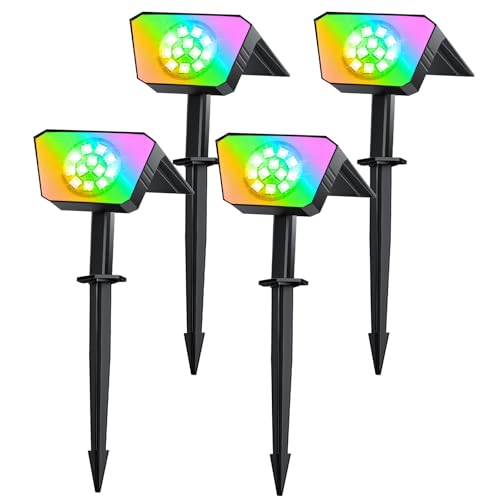 Spot Solaire Extérieur Multicolore FIFlying Lot de 4 Lampes 12 LED IP67