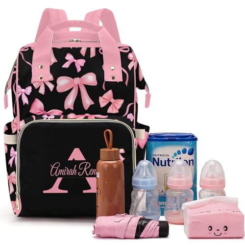 Qubist Custom Baby Diaper Bag with Name Personalized Diaper Backpack for Mom Waterproof Travel Bag for Girl or Boy Gift