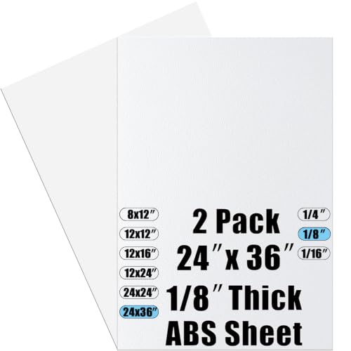 Image of ABS Plastic Sheet 1 /8 Inch Thick 24 inch x 36 inch (2-Pack),Two-Sided Heat Moldable Panel (Thermoplastic Textured Front & Smooth Back), White Thermoform Board Great for DIY Projects, Decor, Handcrafts