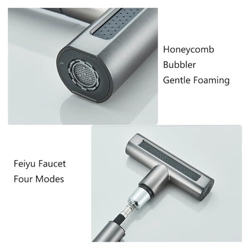 Grifo de cascada ZH1YFD extraíble de 4 funciones con monomando gris para fregadero 2