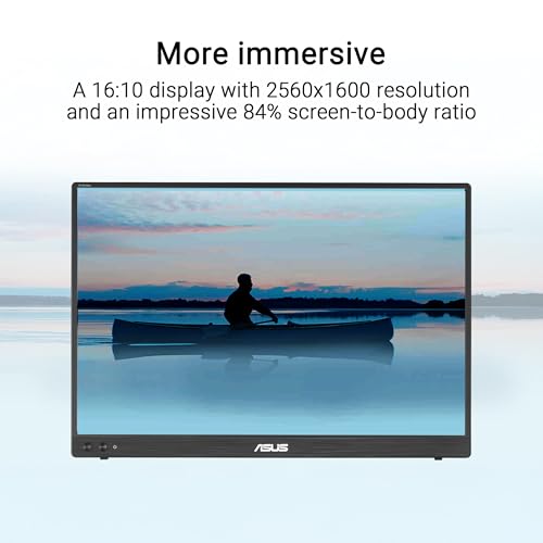 Image of ASUS ZenScreen 16 inch 16:10 USB-C Portable Monitor (MB16NCG) - WQXGA (2560 x 1600), IPS, 155Hz, Power Pass Through, 100% sRGB, Auto Rotate, Tripod Socket, Eye Care, FSC Mix-Certified, 3 yr Warranty