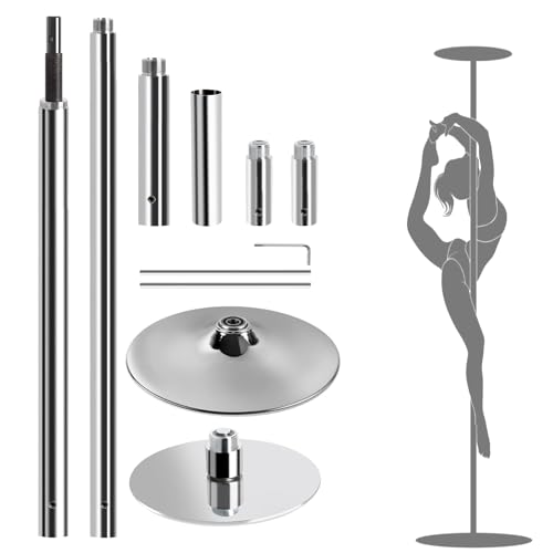Pole de Danse Professionnelle de 45 mm en Acier avec Mode Statique et pivotant Poteau de Danse réglable en Hauteur pour Exercices de Fitness