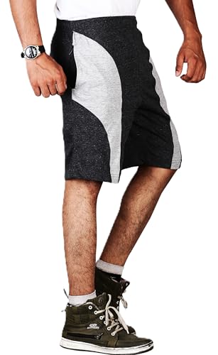 Image of VEGO Mens Black Cotton Shorts, Bermuda, Half Pant