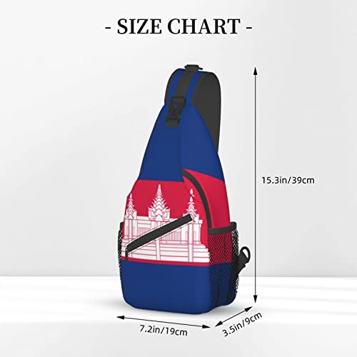 CUTEDWARF Cambodian-Flag Sling Backpack Unisex Fashion Daypack Cross Chest Bag Diagonally Hiking Rucksack3