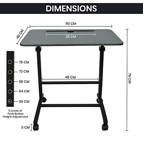 GROSSē Multi-Purpose Height-Adjustable Laptop Table, Gaming & Study Table with Docking for Tablet, Ideal for Work from Home, Room Work, DIY Table, Easy to Assemble(60[L] x 40[W] x 76[H] CM)