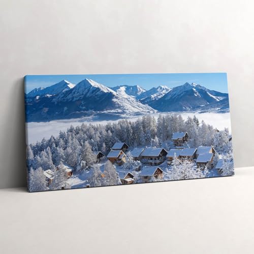 Murale d'art tableau photo sur toile 120x60cm de neige dans les Alpes