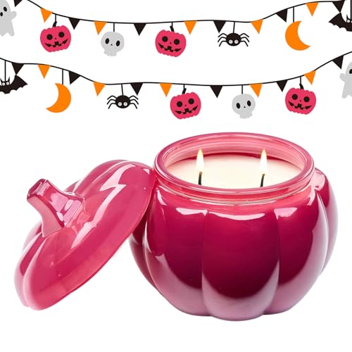 M&SENSE Pumpkin Shaped Soy Candle, 14.5-Oz 85-Hour Burn Time, Gothic Cherry Scented Candle for Fall, Halloween & Thanksgiving Home Decor