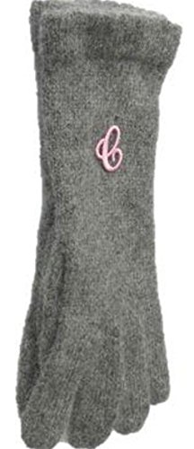 Dark Grey Angora Gloves Trimmed with Customer Chosen Pink Monogram Letter