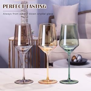 Colored Wine Glasses Set of 6-15oz Hand Blown Colored Crystal Red Wine Glasses with Stem for Party Bar Colored Wine Glasses Set of 6 15oz Hand Blown Colored Crystal Red Wine Glasses with Stem for Party Bar