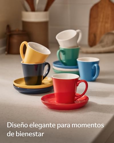 Miniatura 2 de Cosumy Juego De 6 Tazas De Cafe Espresso Multicolor - Con Platos - Ceramica Multicolor - Apto Para Lavavajillas Microondas - 70ml