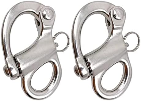 Swivel Eye Snap Shackle Quick Release Fixed Bail Snap Shackle for Bracelet, Sailboat (1-3/8 INCH-2PCS)