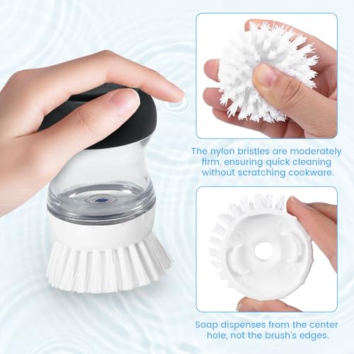 4Pcs Palm Brush for OXO Dish Brush Refill Head, Kitchen Dish Brush Replacement Head for OXO Brush Head Replacement, Dish Scrub Brush Kitchen Gadgets Kitchen Scrubbers for Dishes (Round)