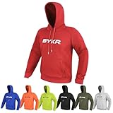 BYKR Motorcycle Hoodie for Men & Women Biker Motorcycle Jackets Breathable Motorbike Riding Sweatshirt All Weather CE Armored (Red,XL), X-Large