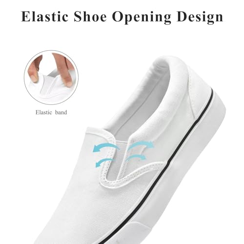 Women's Slip on Canvas Shoes Classic Casual Sneaker, Fashion Sneakers for Walking No Lace Travel White — view 4
