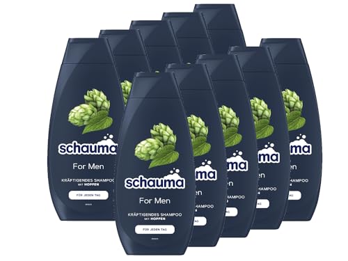 Schauma Schwarzkopf Shampoo For Men (10x 400 ml), kräftigendes Herren Shampoo sorgt für gekräftigtes Haar und pflegt die Haarstruktur, Haarshampoo perfekt für normales Haar