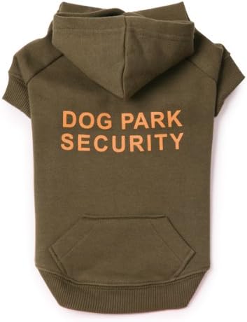 Casual Canine Cotton Dog Park Security Print Dog Hoodie, X-Small, 10-Inch, Chive