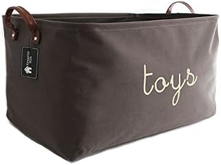 Kangaroo Walk Toy Storage Bins Extra Large Collapsible Cotton Canvas Storage Baskets  Toys Organiser for Kids, Baby, Dogs, Cats (perhaps don't combine!)  Brown, Charming Design