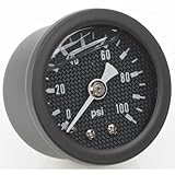 JEGS Fuel Pressure Gauge | 1.5� Diameter | Liquid Filled | 0-100 PSI | Carbon Fiber-Look Dial | 1/8 � NPT Male Fitting | After Dark Series Black Case & Bezel