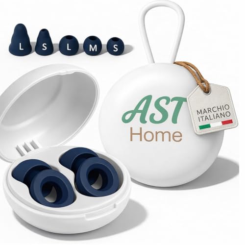AST Home Tappi Orecchie per Dormire in Silicone e Memory Foam, Morbidi e Riutilizzabili, Comfort Notturno Prolungato, Ideali contro i Rumori Notturni, 5 Misure Incluse
