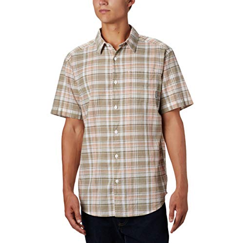 Columbia Men's Big Exposure Yarn Dye Short Sleeve Shirt, Light Coral Multi Plaid, 3X Tall