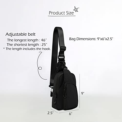 Ododos Daily Sling Bag With Adjustable Straps Crossbody Chest Bag Lightweight Small Backpack For Casual Outdoor Traveling Hiking, Black #TOP5