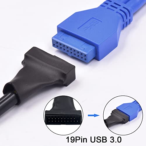 Image of Duttek (2-pack) 6 inch 19 Pin USB 3.0 Female To 9 Pin USB2.0 Male Motherboard Cable Adapter Converter(Black)
