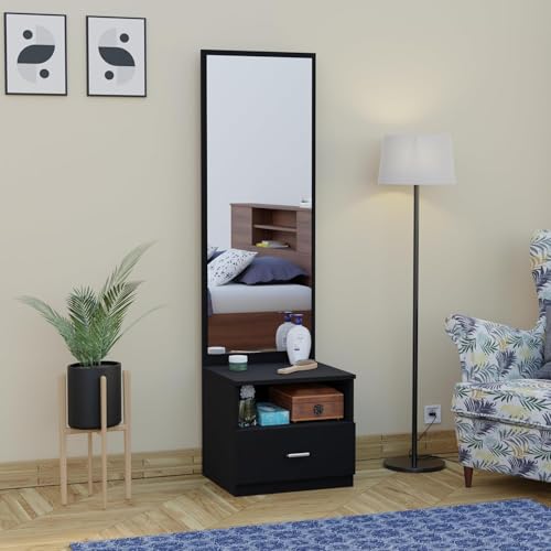 Image of MAMTA DECORATION Engineered Wood Dressing Table with Mirror & Storage Wooden Vanity Table for Bedroom, Living Room & Home Use (Wenge Black Finish)
