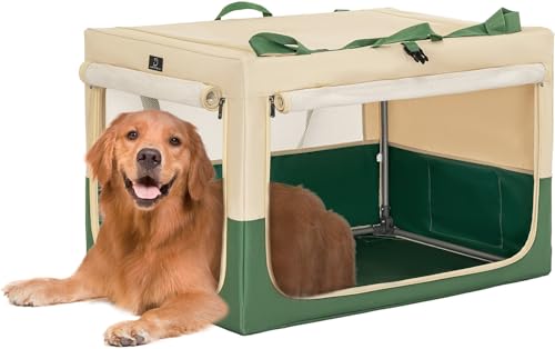 A4Pet Portable Dog Crate - Lightweight, Durable and Foldable Dog Kennel with 3-Door, Adjustable Stainless Steel Frame, Soft Sided, Medium Large Size