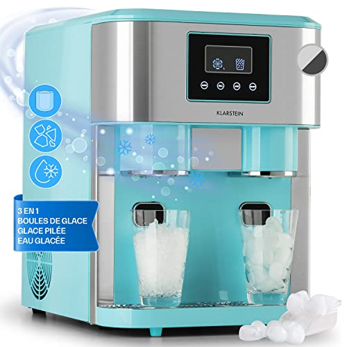 Klarstein Machine a Glacons pour la Maison, Capacité de 1.8L, Fabrique Rapidement Jusqu'à 15kg de Glacons Concassée ou en Balles, Machine à Glaçons, Ice Maker avec Alarme, Machine Facile à Nettoyer
