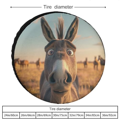 Image of Happy Donkey Heavy Duty Spare Tire Cover Donkey Lovers Wheel Tire Cover Waterproof Sun Protection Universal Fit for Trailer SUV Truck Camper Travel Trailers 12 Inch