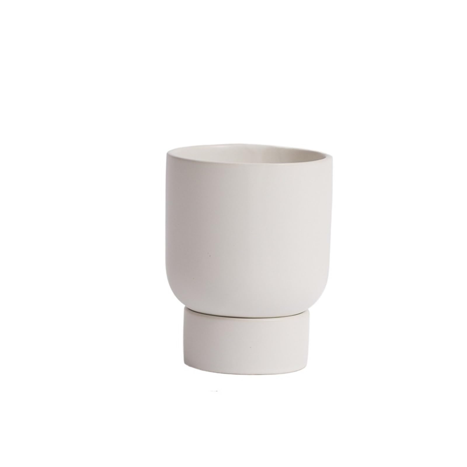JUAKSQZYI Ceramic Flower Pot with Drainage Hole Desktop Succulent Cute Planters, for Living Room Office Home Decor(White)