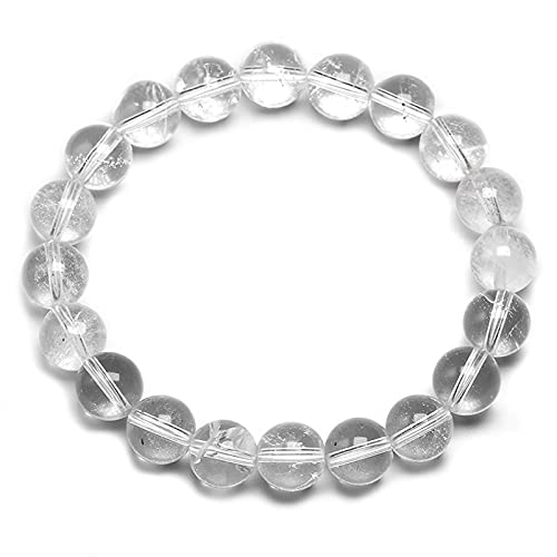 Bracelet pierre naturelle quartz perles rondes extensible pour femmes et hommes