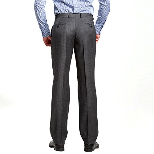 HBDesign Men's Casual Slim Fit Flat Front Straight Pleated Dark Grey Iron Free Pant2