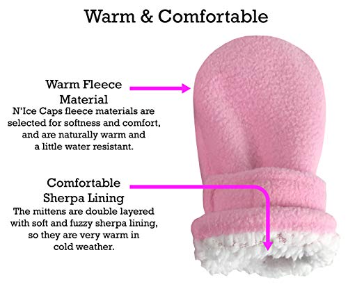 Image of N'Ice Caps Little Kids and Baby Easy-On Sherpa Lined Fleece Mittens - 2 Pair Pack