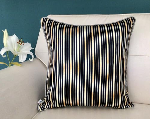 Image of TARA- Sparkling Homes 18 x 18 Inches Zari Embroidered Velvet Cushion Covers, Padmini' from 'The Royal Collection', Set of 1 (Midnight Blue, 18 x 18 Inches)