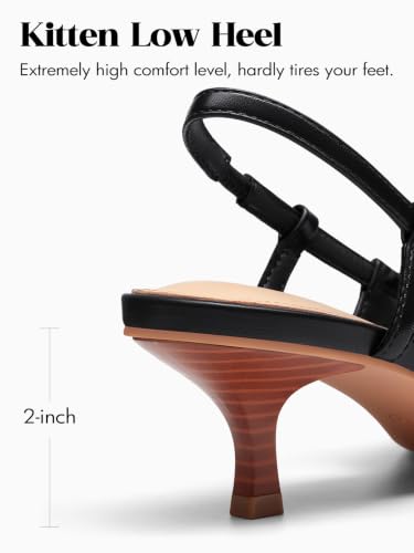 Image of Coutgo Women Slingback Kitten Heels Pointed Toe Slip On Pleated Dress Shoes