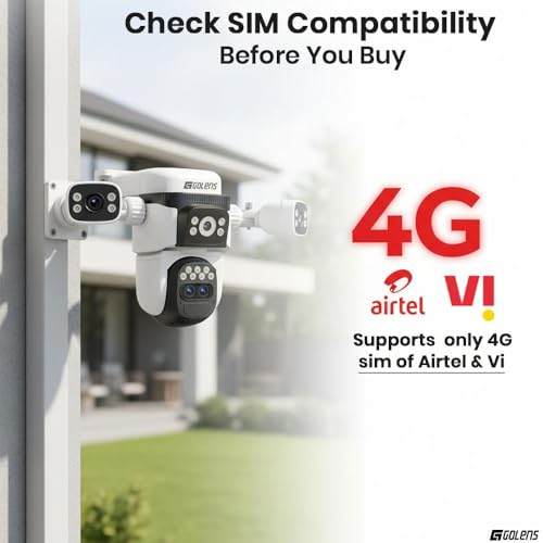 Image of Golens WC22K Solar 4G LTE Security Camera Outdoor, 4-Lens, 10X Zoom, 360 View, PIR Motion Detection, 8000mAh Battery, Color Night Vision, Two-Way Audio, Waterproof