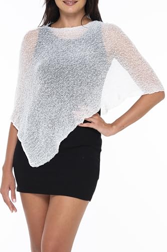 Image of SHU-SHI Womens Sheer Knit Poncho Shrug Lightweight Cover Up One Size Fits Most