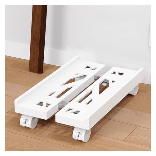Soporte para CPU móvil ajustable en blanco y negro, con 4 ruedas giratorias, soporte ventilado para torre de PC bajo el escritorio