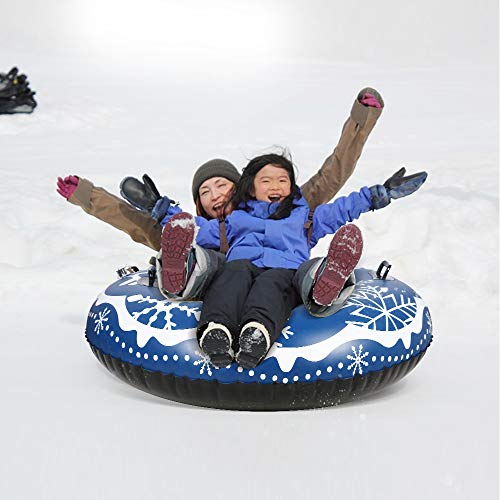 sanyi Snow Tube 41\'\' Heavy Duty Inflatable Snow Sled 6mm Thickness Material for Highly Tolerant Abrasion Great for Kids and Adults Ideal for Winter Fun