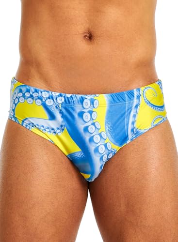 MIZOK Mens Swim Briefs Fashion Print Style Swimwear Sexy Swimsuits Bathing Suit